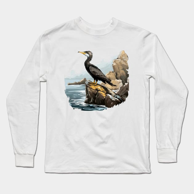 Cormorant Long Sleeve T-Shirt by zooleisurelife